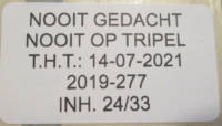 Brouwerij Nooitgedacht, Nooit op Tripel Brouwerij Nooitgedacht, Nooit op Tripel