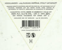 Hooglander Bier, # 03 Russian Imperial Stout Vatgerijpt Hooglander Bier, # 03 Russian Imperial Stout Vatgerijpt