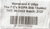 Amsterdamse Bierbrouwerij Homeland, The 7  C's NEIPA Amsterdamse Bierbrouwerij Homeland, The 7  C's NEIPA