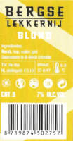 Buitenlandse bieren voor Nederlandse markt (etiket Nederlandse plaatsnaam), Bergse Lekkernij Blond