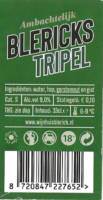 Buitenlandse bieren voor Nederlandse markt (etiket Nederlandse plaatsnaam), Blericks Tripel