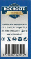 Buitenlandse bieren voor Nederlandse markt (etiket Nederlandse plaatsnaam), Bocholtz Tripel