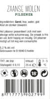 Buitenlandse bieren voor Nederlandse markt (etiket Nederlandse plaatsnaam), Zaanse Molen Pilsener
