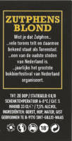 Buitenlandse bieren voor Nederlandse markt (etiket Nederlandse plaatsnaam), Zutphens Blond