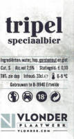 Buitenlandse bieren voor Nederlandse markt (etiket Nederlandse plaatsnaam), Tripel Speciaalbier