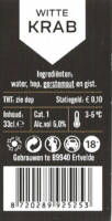 Buitenlandse bieren voor Nederlandse markt (etiket Nederlandse plaatsnaam), Krab Witte