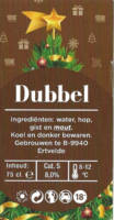 Buitenlandse bieren voor Nederlandse markt (etiket Nederlandse plaatsnaam), (Happy Hollidays and a Successful New Year)Dubbel