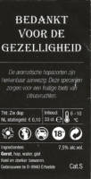 Buitenlandse bieren voor Nederlandse markt (etiket Nederlandse plaatsnaam), Bedankt voor de gezelligheid