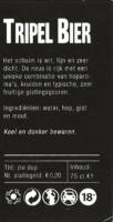 Buitenlandse bieren voor Nederlandse markt (etiket Nederlandse plaatsnaam), Tripel Bier