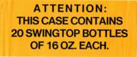 Grolsch, This Case Contains 20 Swingtop Bottles