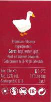 Buitenlandse bieren voor Nederlandse markt (etiket Nederlandse plaatsnaam), (De Dorstige Gans) Premium Pilsener