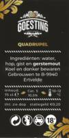 Buitenlandse bieren voor Nederlandse markt (etiket Nederlandse plaatsnaam), Goesting Quadrupel